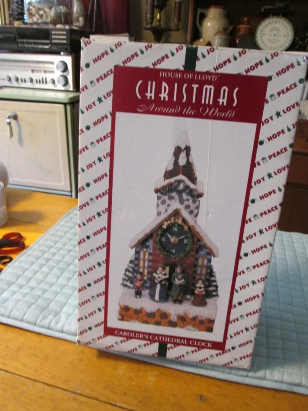 House of Lloyd CATHEDRAL CLOCK WITH carolers 14 in in box
